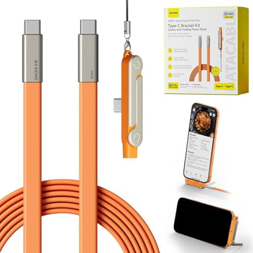 Cavo di ricarica invisibile per telefono, cavo di ricarica multiplo tipo C da 240 W con supporto regolabile a 360°, adattatore di supporto rimovibile 2 in 1 per giochi, scrivania da ufficio, auto