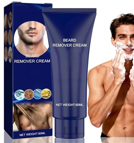 Men Per-manent Hair Beard Removal Cream,Men's Face and Body Hair Removal,Depilatory Cream,Depilatory Paste for Face,Suitable for All Skin Types,Gentle Fast-Acting Hair Remover for Beard,Facial & Body