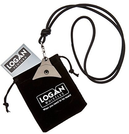 Logan Ventura Schäferhundpfeife aus eloxiertem Aluminium mit Lederschnur, Silber