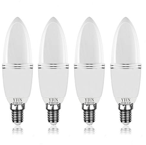YIUN Lampadine a candela E14 LED, lampadine a LED 12W lampadine a LED da 100 watt equivalenti, 1200lm, 3000K, lampada a LED non dimmerabile, confezione da 4