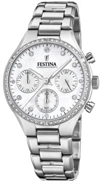 Festina Damen Chronograph Quarz Uhr mit Edelstahl Armband F20401/1