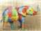 Kare Design Bild Touched Flower Elephant Bunt, Leinwandbild, Elefant, Acrylfarbe, Canvas, handgemalte Details, leichte Wandmontage, Modern, Wohnzimmer, Schlafzimmer, Flur, 90x120x4 cm (H/B/T)