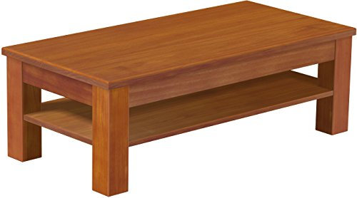 B.R.A.S.I.L.-Möbel Brasilmöbel Couchtisch Rio Classico 115x56 cm Kirschbaum mit Ablage Wohnzimmertisch Holz Tisch Pinie Massivholz Stubentisch Beistelltisch Echtholz Größe und Farbe wählbar