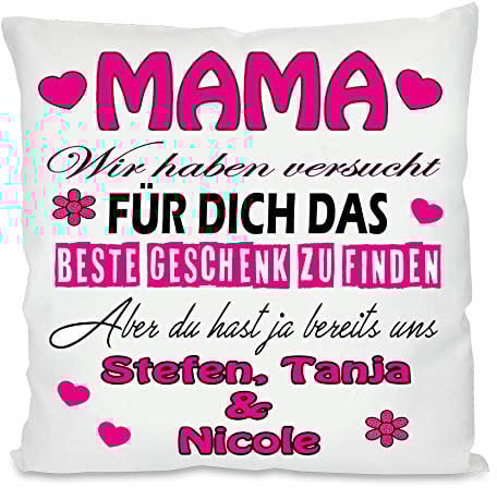 Fotokissen | Personalisiertes Kissen für Mama und Papa | bedrucktes Kissen | Kissen | Motivkissen | Geschenke zu Weihnachten Geburtsttag| Weihnachten, Geburtstag | 40 x 40 cm (Mama, mit Kissenfüllung)