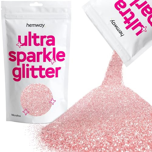 Hemway Ultra Sparkle Glitter - Light Rose Gold | 100g Microfine Metallic Flakes for Resin & Epoxy Crafts | Supplies for Tumblers, Festival, Hair, Face, Body, Eye & Nail Art Decoration