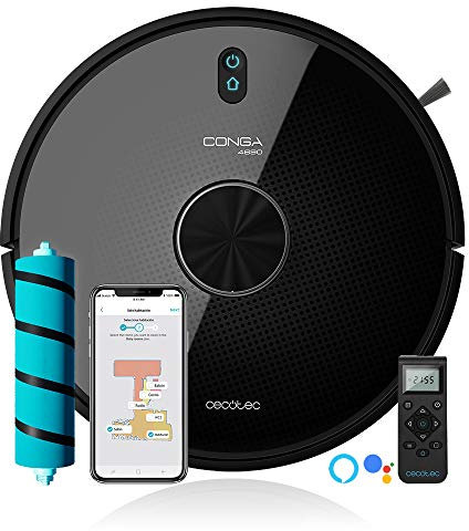 Cecotec Robot Aspirador y fregasuelos Conga 4690 Ultra. Tecnología Láser, Aspira, Friega, Barre y Pasa la mopa, RoomPlan, Sensor óptico, App Control, 2700 Pa, 10 Modos, 2 Tanques, Mando a Distancia