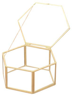 Boîte à Bagues Géométrique Verre Coffret de Rangement Élégant pour Bijoux de Mariage Unique pour Propositions et