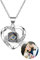 Personalisierte benutzerdefinierte Foto ich liebe dich Halskette Silber Rose Gold 100 Sprachen Projektion Anhänger Schmuck Geschenk für Mutter Frauen Frau Muttertag (Silver 22)