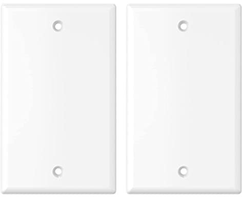 RiteAV Placa de pared sin dispositivo, cubierta de salida de receptáculo en blanco, cubierta de enchufe eléctrico, tamaño estándar de 1 banda - blanco (paquete de 2)