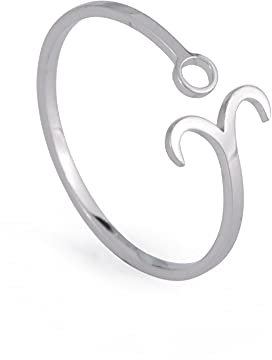 Dreamtimes Edelstahl Sternzeichen Ringe für Frauen 12 Sternzeichen Offener Ring Widder Löwe Jungfrau Zwillinge Waage Fische Skorpion Geburtstagsgeschenk (Widder)