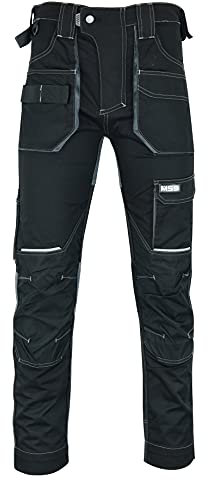 MS9 Pantalon de Travail en élastique Stretch Coupe Slim pour Homme avec Poches Multifonctions et genouillères