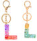 2Pcs Porte-clés, Porte-clés en résine, Porte-clés à lettres avec fleurs, Alphabet A-Z Key Ring pour les femmes Cadeaux d’anniversaire de fille (Alphabet L)