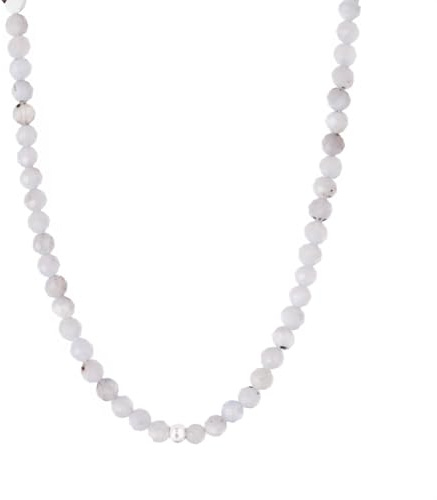 BERGERLIN Naturstein Perlenkette Damen Herren, facettiert, Gold/Silber | Facettierte Naturstein Perlenkette: bunte Halskette Damen & Herren, echte Edelsteine – vom deutschen Prüflabor bestätigt.