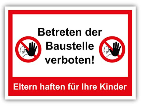 tradercat Panneau interdit d'entrer dans le chantier - Plaque en PVC - Plaque en mousse rigide avec protection UV - Pour entrer sur un chantier interdit - Panneau d'avertissement (PVC | 30 x 21 cm)