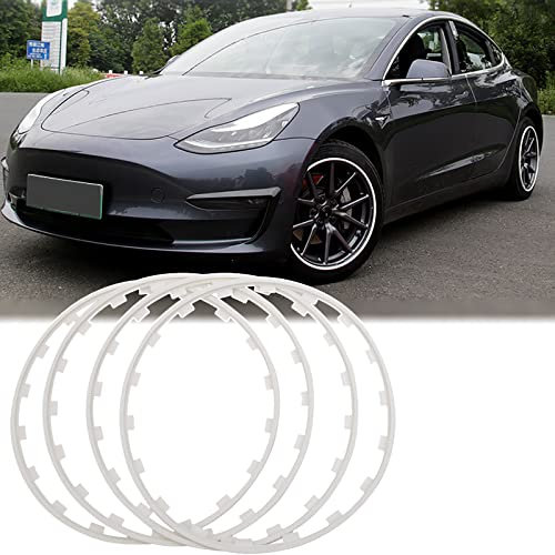 LJZLJZ Universal 4 StüCk Auto Fahrzeug Felgen Kantenschutz Ring, Streifen Reifenschutz Dekor, Nylon Anti-Kratz-Streifen FüR Alle Autos,White-20in