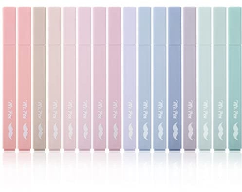 Mr. Pen - Resaltadores estéticos, 16 piezas, punta de cincel, colores Morandi, resaltador bíblico sin sangrado, colores surtidos, lindo, suministros de regreso a la escuela