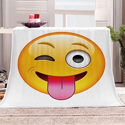 MYPALL 3D Muster Dicke Decke Gelb&Smiley Gesicht Flanelldecke Sofadecke Kuscheldecke Mikrofaser Warm, Gemütlich,Super Weiche für Mädchen, Jungen, Erwachsene, Bett, Sofa 180 x 200cm