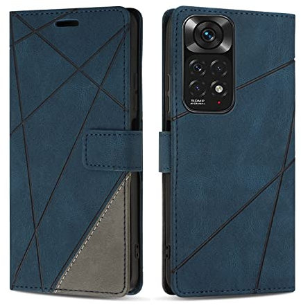 SONWO Etui Coque pour Xiaomi Redmi Note 11S / Xiaomi Redmi Note 11, Protection Housse en Cuir PU Portefeuille Livre pour Redmi Note 11S / Redmi Note 11, Emplacements Cartes, Fonction Support, Bleu