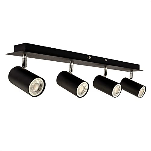 INNOVATE LED Deckenlampe 4 flammig | Spotleuchten & Spotbalken exkl. 5W Dim2Warm Leuchtmittel | LED Deckenleuchte schwenkbar | GU10 Deckenstrahler 230V Schwarz