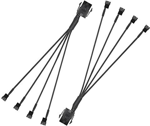SinLoon PCIE de 6 pines a ventilador de 3/4 pines, 2 piezas PCIE macho de 6 pines a 4 x 3 pines 4 pines Cable de conversión de ventilador de caja de PC para ventilador de caja de PC-10IN (1 to 4)