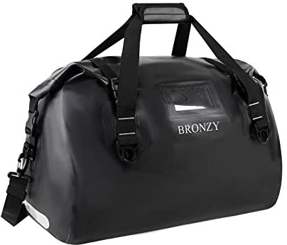 BRONZY Wasserdichter Seesack, 50 l, robuste Tasche, strapazierfähige Gurte und Griffe, großer Platz, Heißsiegel-Finish, für Camping, Kajak, Rafting, Bootfahren, Reisen (schwarz)