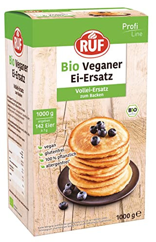 RUF Bio Veganer Ei-Ersatz Vorratspackung, 100% pflanzlicher Vollei-Ersatz,zum Backen,für Desserts,zum Panieren,für vegane Mayonnaise, 1 kg Großpackung