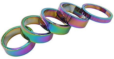 Sanmum Set von Fahrrad Steuersatz Spacer, 28,6 mm, Headset Abstandshaltern aus Aluminiumlegierung für MTB, BMX, Mountainbike, Rennrad (4Stück 10mm+1Stück 5mm)