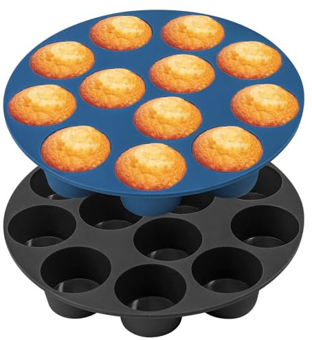webake Mini Muffinform Silikon Heißluftfritteuse Silikonform 2 Stück Klein Kuchenform Airfryer Backform für Cupcakes Brownies Kuchen Pudding