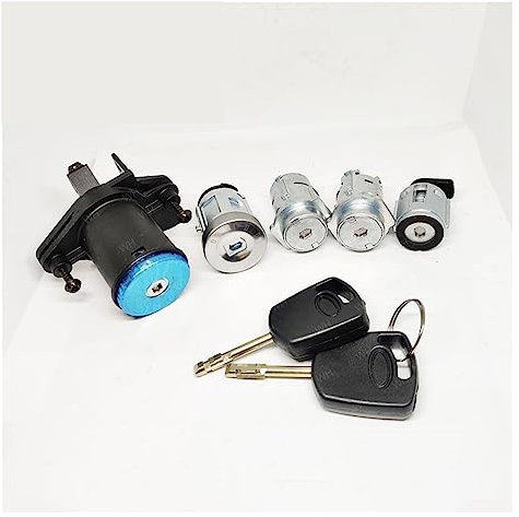 ONTHIS OEM 1479661 2S61-A22050N-CK 2S61A22050NCK Komplettes Türschloss-Set für Ford Fiesta MK5 Fusion 2001–2008, Kippschalter, Druckknopf, Metallkontakt, Auf-Auf-An, 1 Stück
