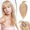 TESS Hair Topper Echthaar Blond Balayage, 7x13cm Basis Toupet Damen #12P613 Hellbraun/Lichtblond mit Pony Haartopper Echthaar 33g 25 cm Haar Topper Clip in Haarteil Extensions