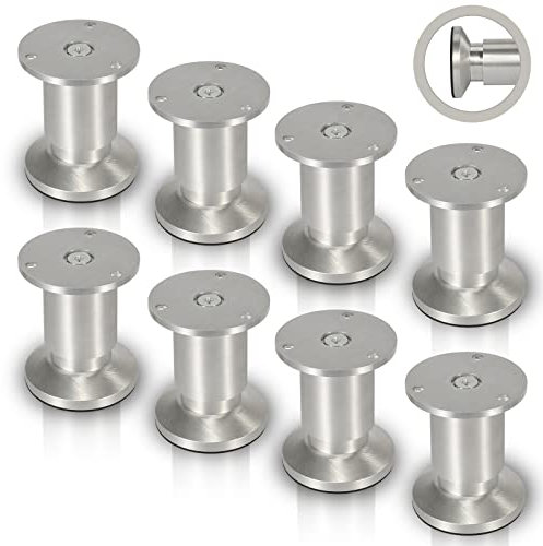 Jopassy 8er Set Möbelbeine| Aluminium Gebürstet | Schrankfüße Höhenverstellbar Füße für möbel, mit Schrauben,Höhe 100 mm | Belastbar bis 250 KG, für Sofa Möbelfüße Schreibtisch Stühle Tischfuß