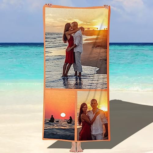 NIBESSER Personalisiertes Strandtuch mit Fotos 76x152cm Mikrofaser Strandtuch schnell trocknendes Badetuch Personalisierte Geschenke für den Strand, Reise, Sauna