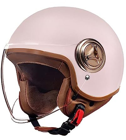 BGGNG Casque Moto Demi-Jet Homme ECE Homologué Casque Semi-Ouvert Casque Jet Urbain Casque Moto Et Scooter Compact Femme Adulte avec Anti Scratch Visiere D,54-61CM