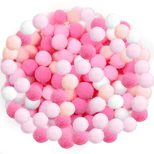 TOAOB 300 Stück Pompons 25mm Rosa Serie Pompom Flauschigen Plüsch set Bälle Kunst Bommel für Lustige DIY Kreative Handwerk