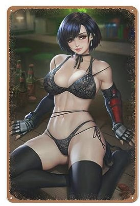 Allijune Anime Sexy Poster, Anime Hot Girl, Sexy Girls Anime Wandposter, Anime 3D Girl, Anime Wandkunst, sexy Mädchen-Poster, Metall-Blechschild, Wanddekoration, Männerhöhle, Bar, Heimdekoration, 20,3