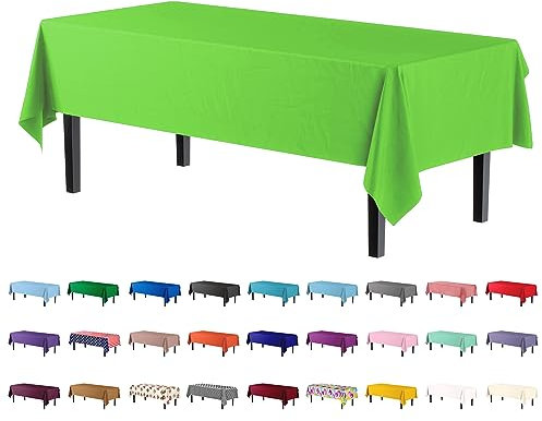 Exquisite 4-Pack Lime Green Plastic Table Cloth - 54In. x 108In. Tablecloth for Parties - Rectangle Tablecloth - Table Cloths for Parties - Plastic Table Cover for Picnics
