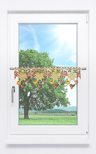 Plauener Spitze Scheibengardine Herbstliebe (Bx H) 96cm * 21cm rot/Multicolor