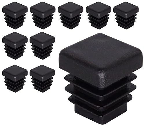 SKIR'CO (10 Stk) Viereckige Kunststoffstopfen 15 x 15 mm, Matte Rohrendkappen, Viereckige Rohreinsätze, Zaunpfostenstopfen, Schwarz RAL 9005