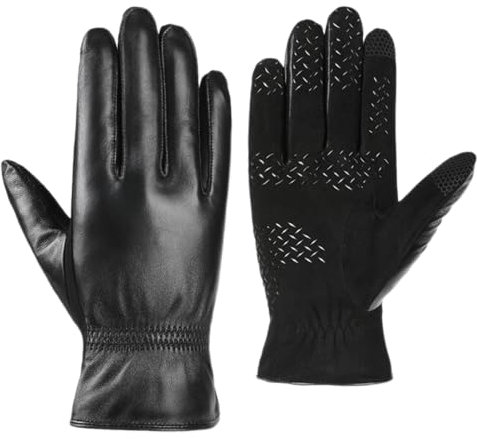 HEYANN Winter Handschuhe Herren Schaffell, Wasserdicht Winterhandschuhe Herren Damen Winter Warm Touchscreen Handschuhe Für Laufen Radfahren (L)