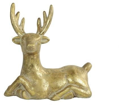 CHICCIE Hirsch aus Keramik in Gold 21x22cm - Figur Dekoration Dekofigur Deko