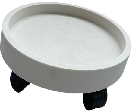 Plateau rond amovible pour pot de fleurs avec roulettes - Support rotatif pour balcon - Blanc - Bac de collecte d'eau - Matériau plastique (40)