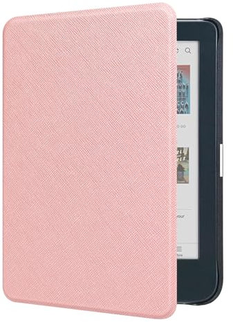 DMLuna Case for Kobo Clara BW (Model N365) / Kobo Clara Colour (Model N367) 6 2024 Release, Ultra Slim Lightweight Premium PU Leather Cover with Auto Sleep/Wake Function - Rose Gold
