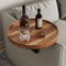 Semjar Acacia Wood Couch Arm Table,Adjustable Round Couch Arm Tray with Phone Holder,Wooden Chair Arm Table Sofa Arm Tray for Wide Thin Couches Arm,Trayble Couch Companion Armchair Table for Eating