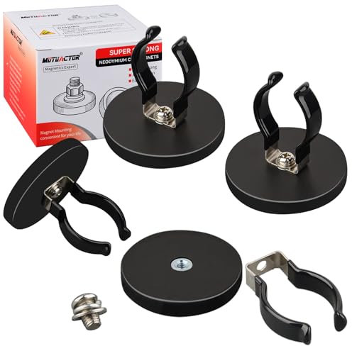 MUTUACTOR Universal-Magnethaken, rutschfeste magnetische Halterung, robuste Haken für Taschenlampenhalter, große Öffnung, langlebige Magnete, flexible Klemmen für Garage, Organisation, Garten,