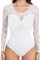 Vorcy Women Long Sleeves Bodysuit Mesh Lace Sexy Bodysuits Top Leotard Stretch Bodysuit for Women