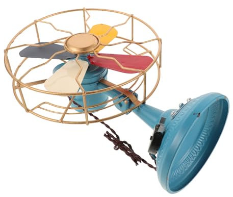 IMIKEYA Retro Table Fan Model Handmade Iron Vintage Fan Ornament Desktop Decorative Piece for Coffee Shop Old Style Desk Fan-Shaped Decor for Home Office