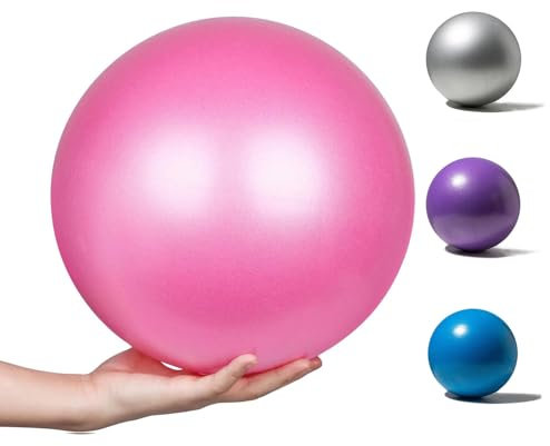 SUJIBHI 25cm Soft Pilates Ball 9 Inch Exercise Mini Barre Ball Gym Small Anti Burst Inflatable Straw for Yoga,Pilates,Core Training,Physical Therapy and Balance (Pink)