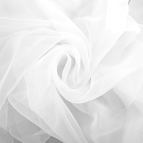 BOHUIZ Organza Stoff, 1.64X2.19 Yards Seide Organza solide glatt Braut Homiest für Hochzeitskleid Mode Handwerk Dekorationen DIY Crafts(Weiß)