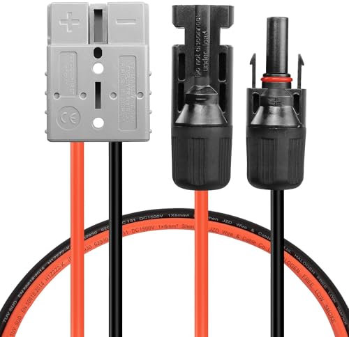 YAODHAOD Solar Stecker für Anderson 50A Stecker Kabel 4mm ² 1M,TÜV zertifiziertes für Tragbare Generatoren Energiespeicher RV Solarpanel Solargenerator