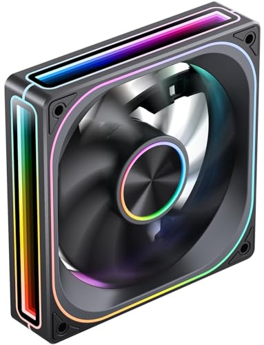 JONSBO ZA-120B PC Case Fan, Silent Computer ARGB Fan with 4-Sides Infinity Mirror 2400RPM, PWM Integrated M&F Head,Aluminum Nameplate, 28MM Thick,Black